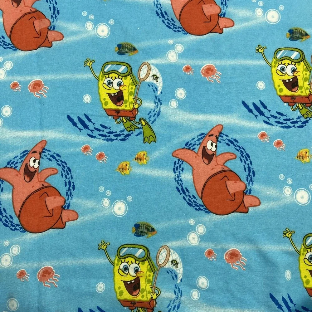 SpongeBob SquarePants Twin Size Flat Sheet Patrick Plankton Jellyfish Net 2010